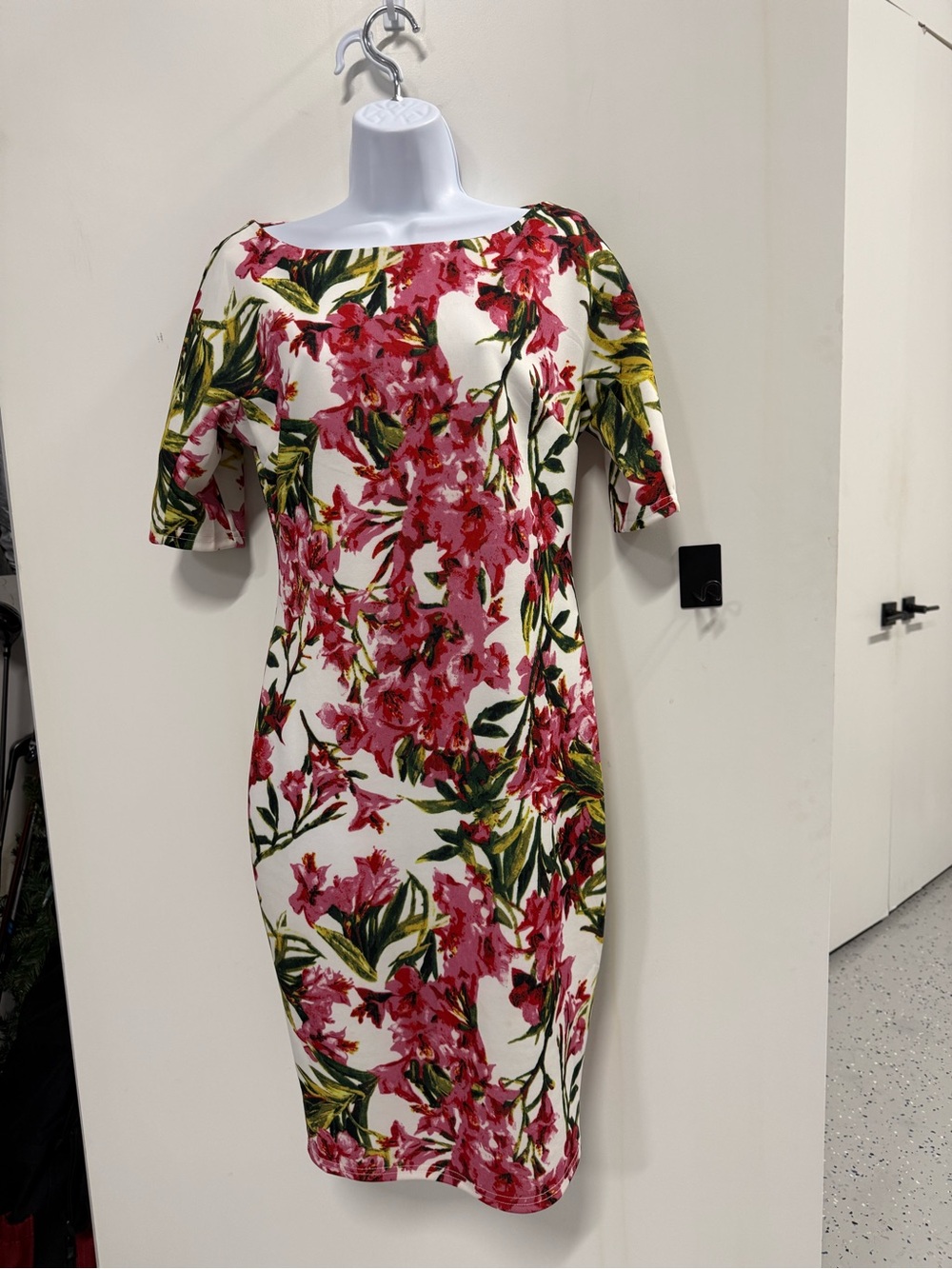 AX Paris White Midi Dress with Pink Floral Print
